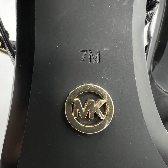 Michael Kors Tasha Womens 7 Black Leather Strappy Heeled Dressy Sandals Cocktail - Picture 10 of 11